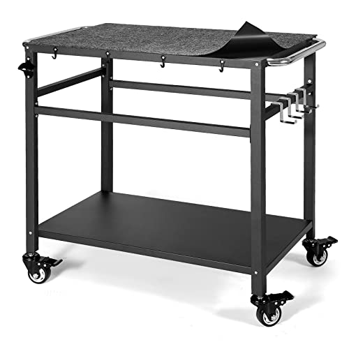 Outdoor Grill Table with Storage on Wheels G661