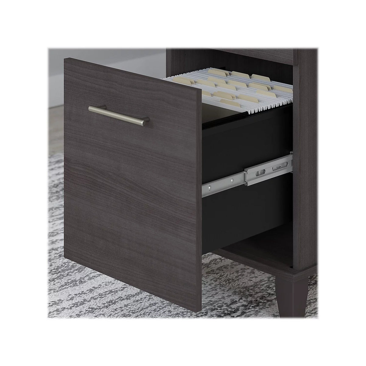 72W Office Desk with Drawers and Hutch in Storm Gray X3856