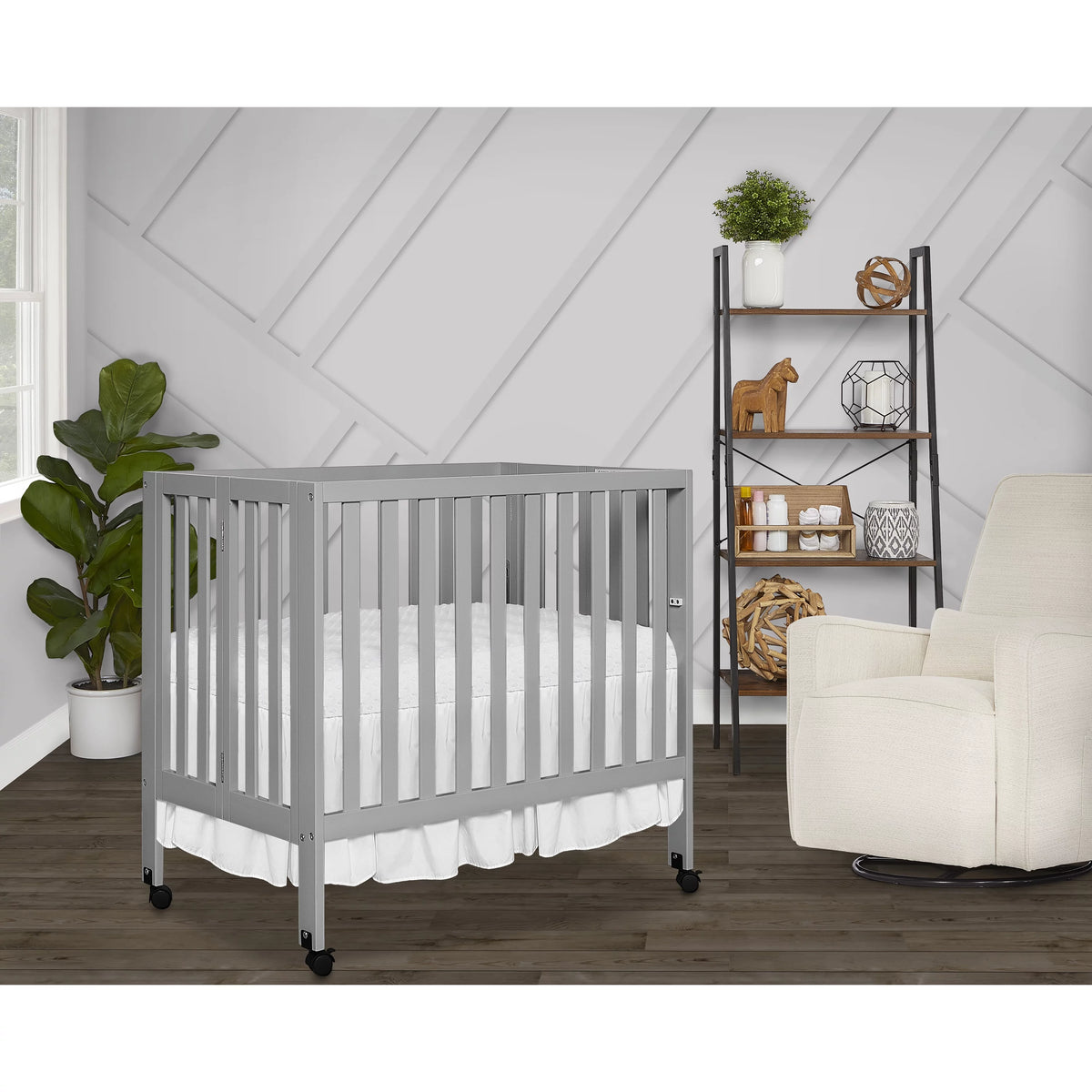 Pebble Grey Folding Crib V7402
