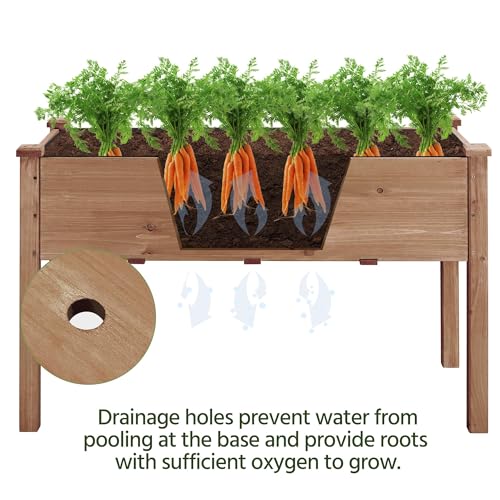 Raised Garden Bed 48x24x30in Wooden Planter Box with Legs O7940
