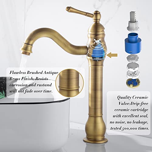 Single Hole Antique Brass Bathroom Vessel Sink Faucet W601