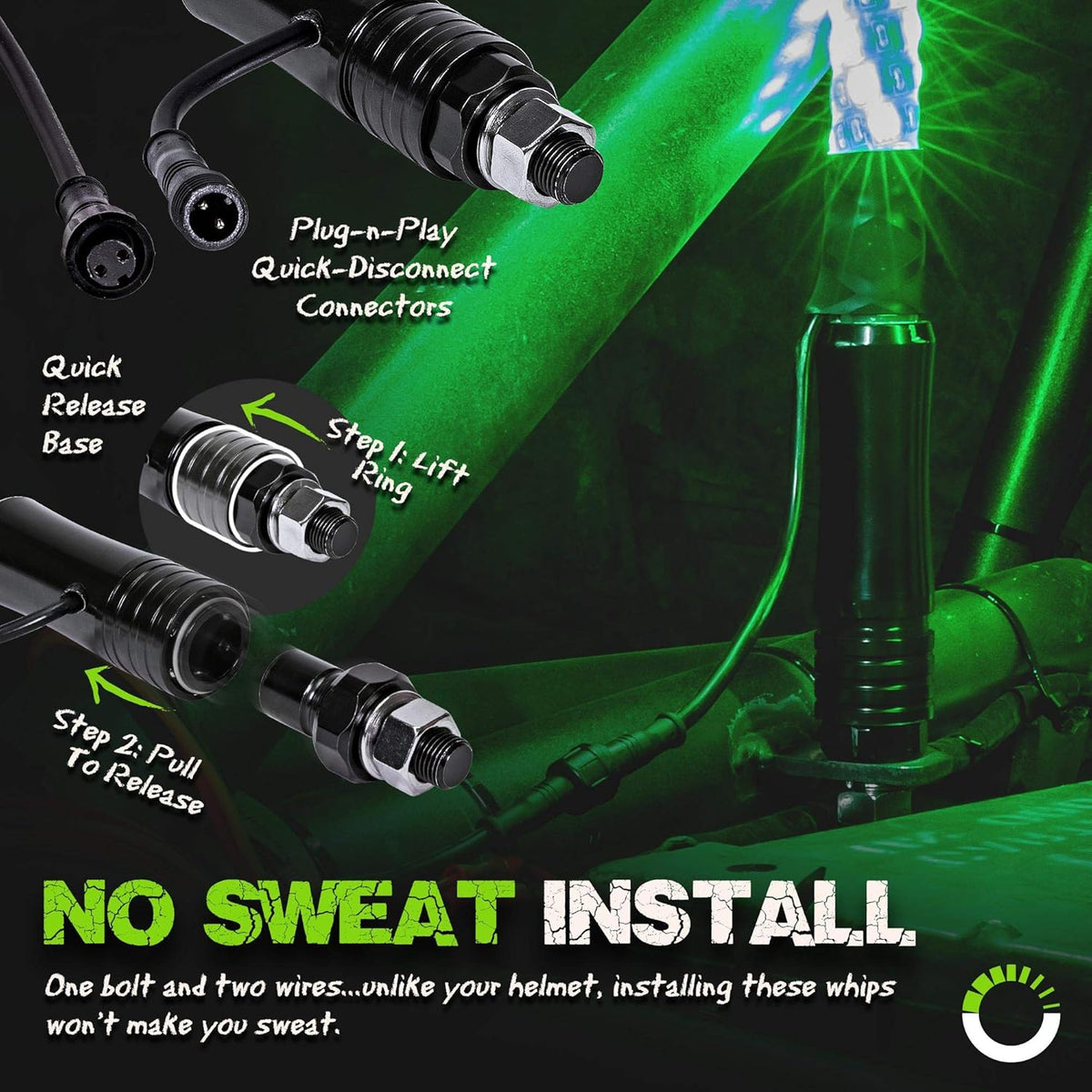 6ft Spiral LED Whip Light with RF Remote I5608