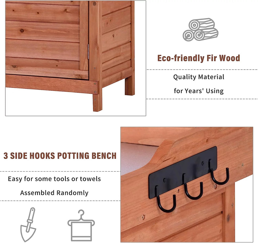 Waterproof Wooden Outdoor Storage Shed with Floor and Shelves L551