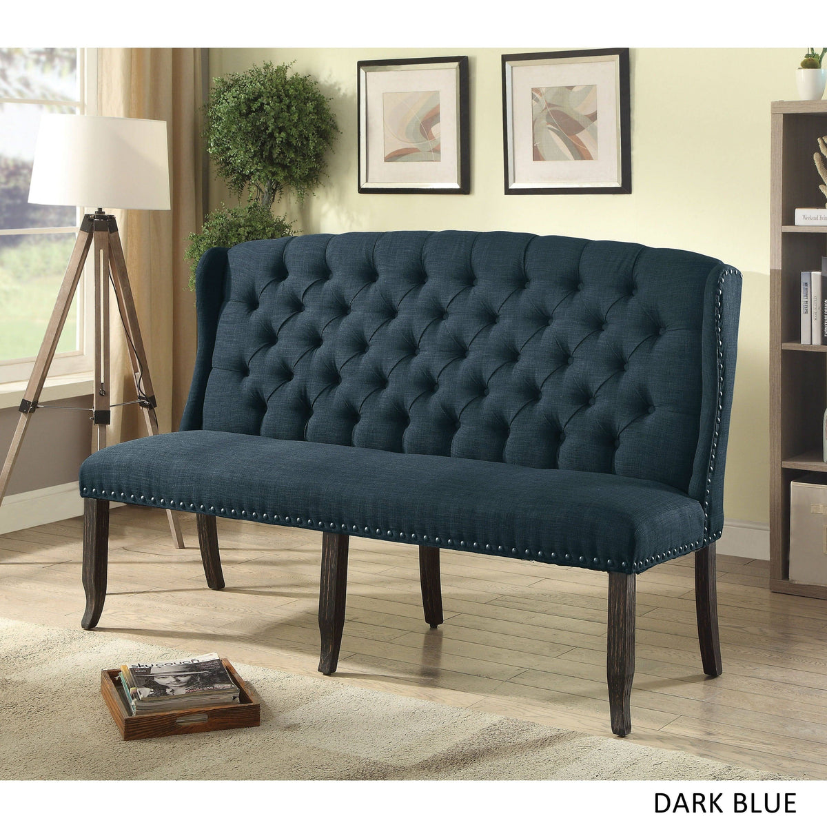 Dark Blue Linen Upholstered Loveseat W56565