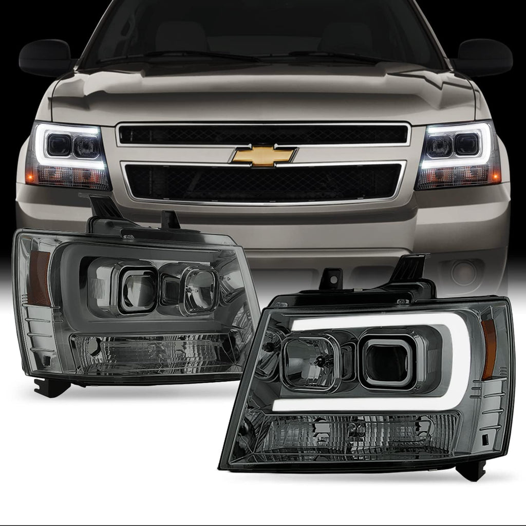 Smoked Lens LED DRL Projector Head Lights Pair H34698