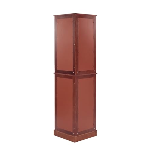 72" Tall Corner Cabinet with LED Light, Glass Doors, Adjustable Shelves, Mirrored Back Panel, Curved Wood J745852