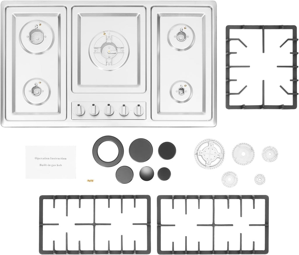 34 inch 5 Burners Built-in Stainless Steel Gas Cooktop F241871