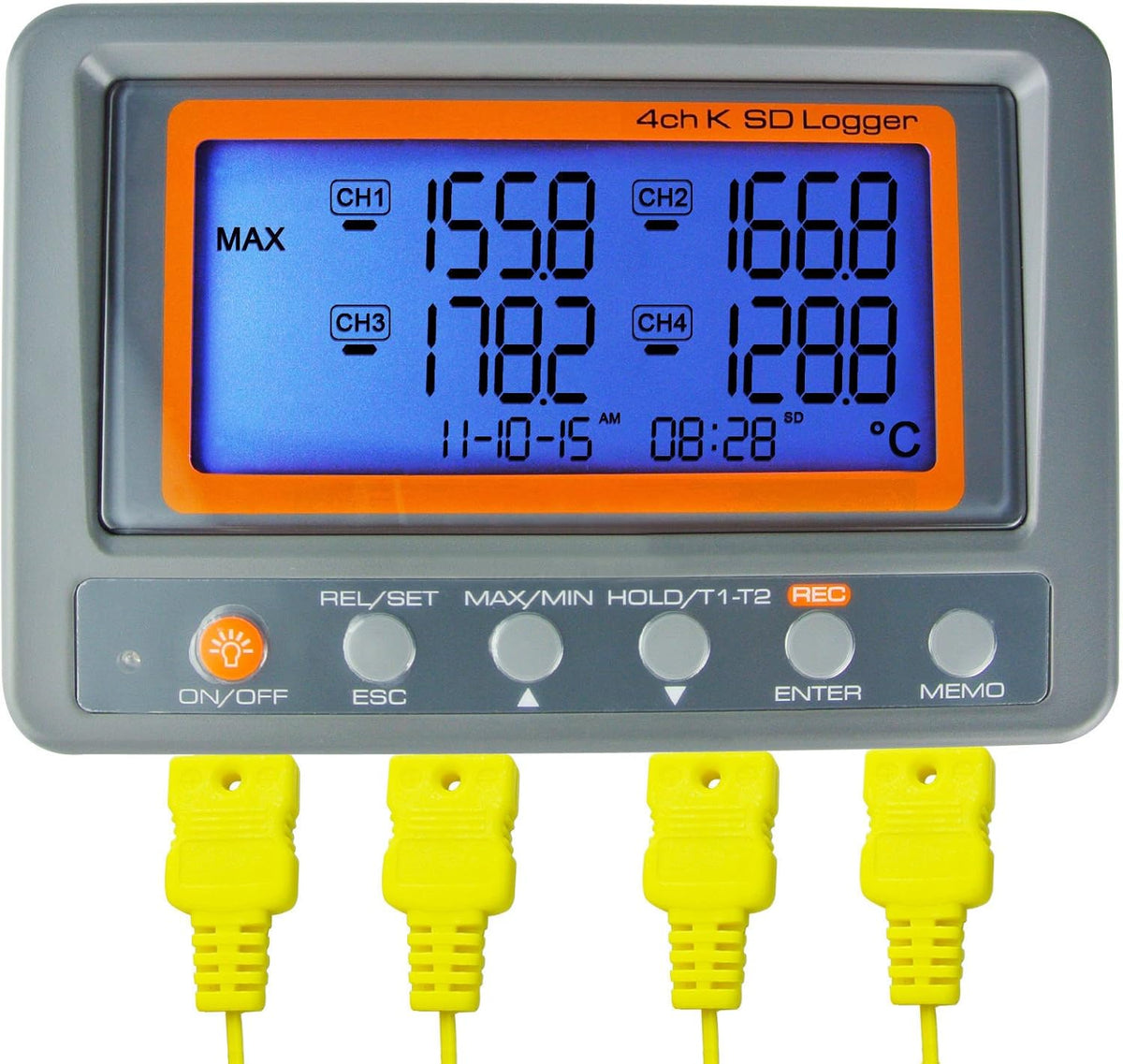 4 Channel K Type Thermometer Data Logger Thermocouple Temperature with 2 Bead Type K-Thermocouple Probe C87903
