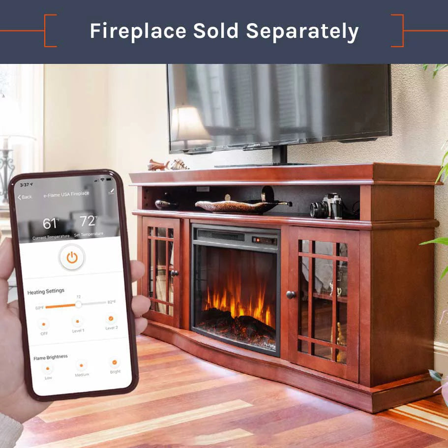 60" x 33" Warm Cherry Finish Fireplace TV Stand R647522