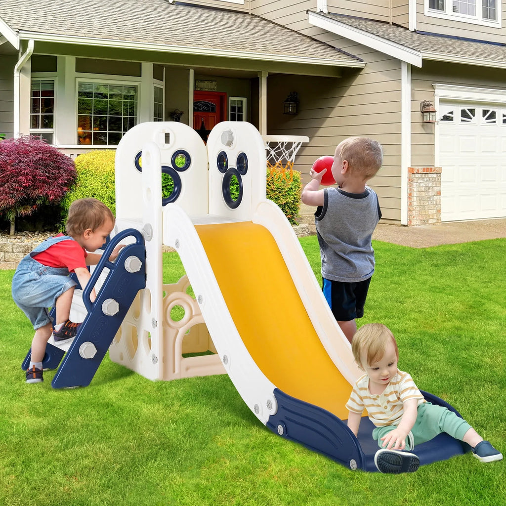 Plastic Toddler Slide with Basketball Hoop Y674414