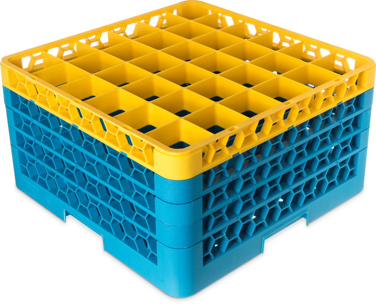 Yellow Divided Glass Rack with 4 Extenders H41827