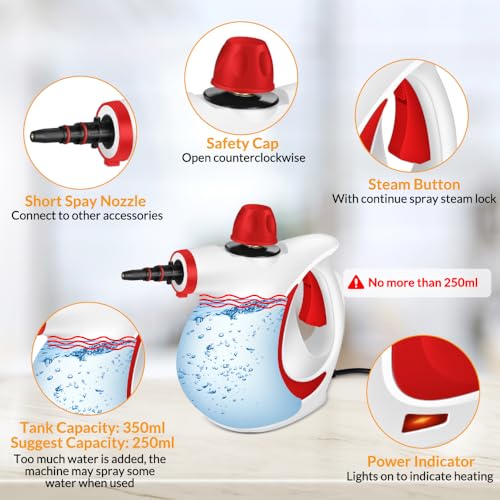 Handheld Pressurized Steam Cleaner with 12 pcs Accessories I154218