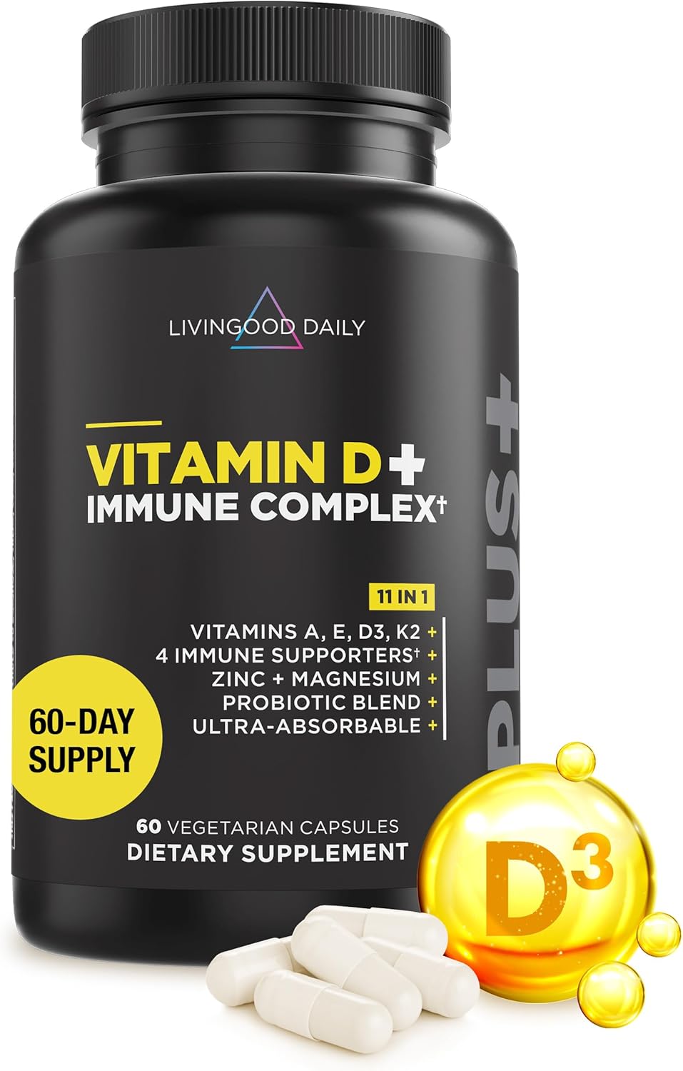 9-in-1 Vitamin D3 K2 Supplement, 60 Capsules S4550