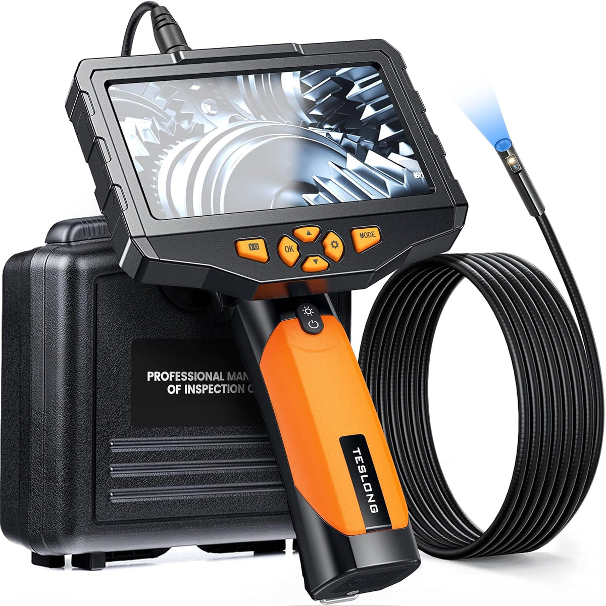 5 inches IPS Dual Lens Borescope Camera with 8mm 10ft Cable B438