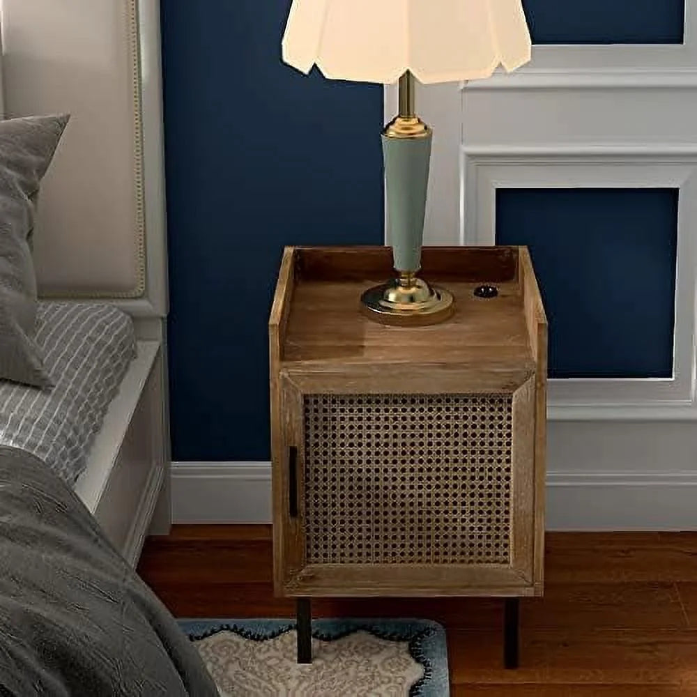 Woven Fronts Nightstand with 2 Drawers A45042