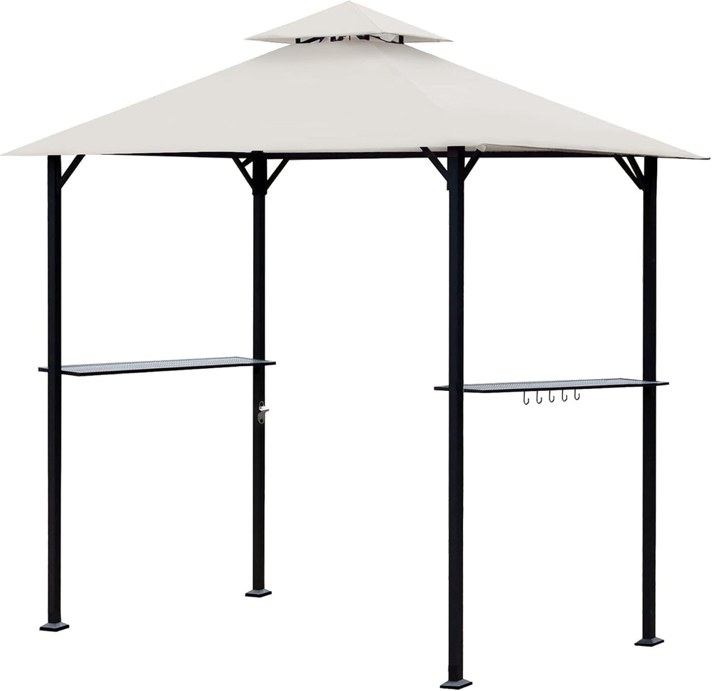 8 x 5 Ft Grill Gazebo with Steel Shelves and LED Lights D243552