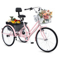 26 Inch 7 Speed Adult Tricycle with Backrest and Baskets T579