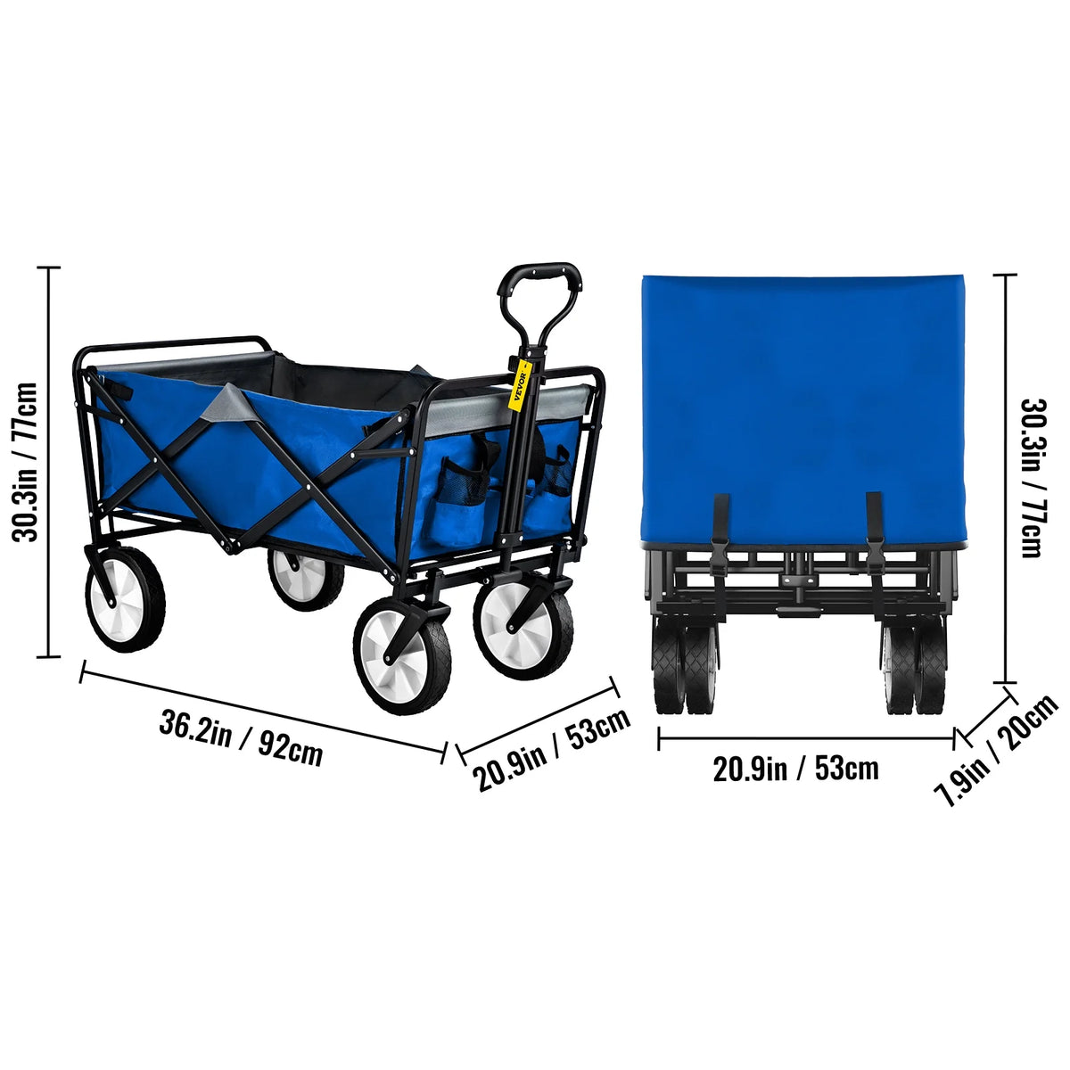 Collapsible Wagon Cart, 176 lbs Load, Blue & Gray S791
