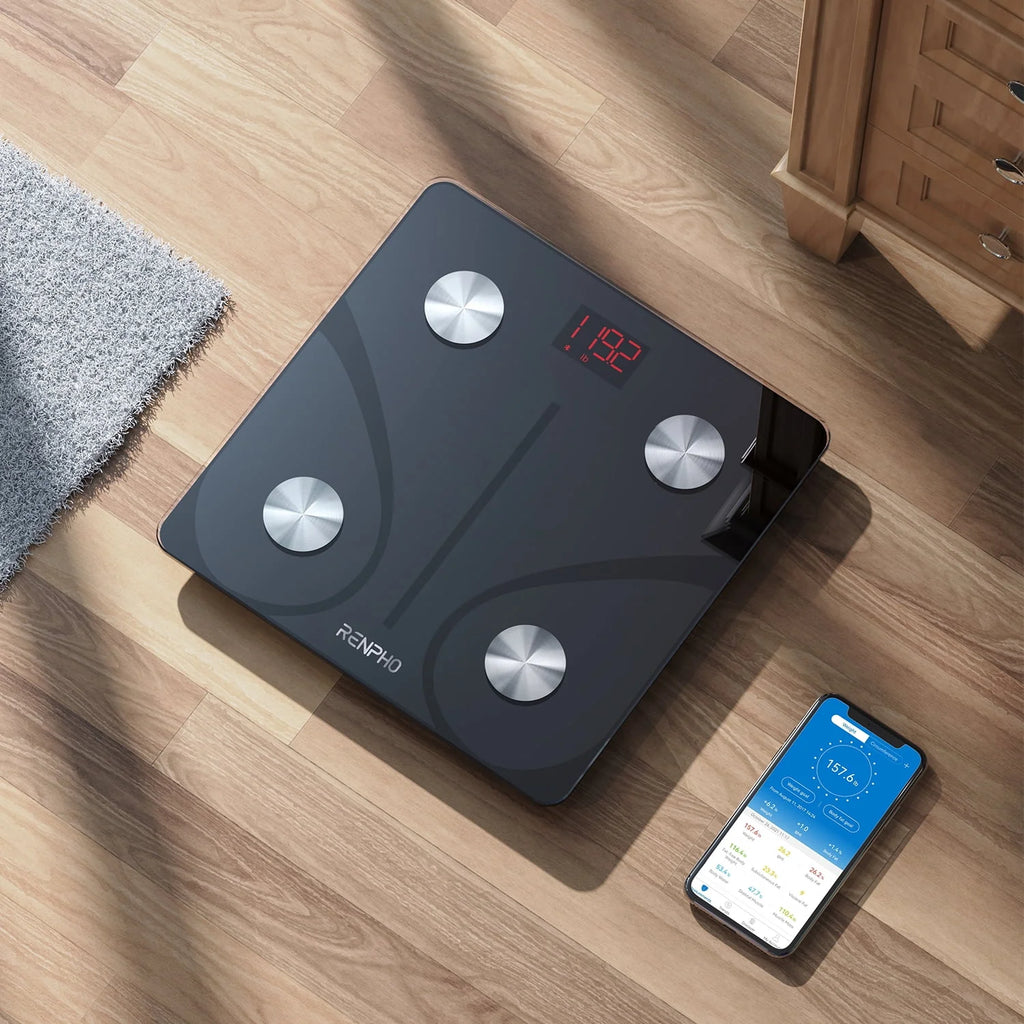 Digital Body Weight Scale, Bluetooth Smart Scale, 400 lbs, Black C44436
