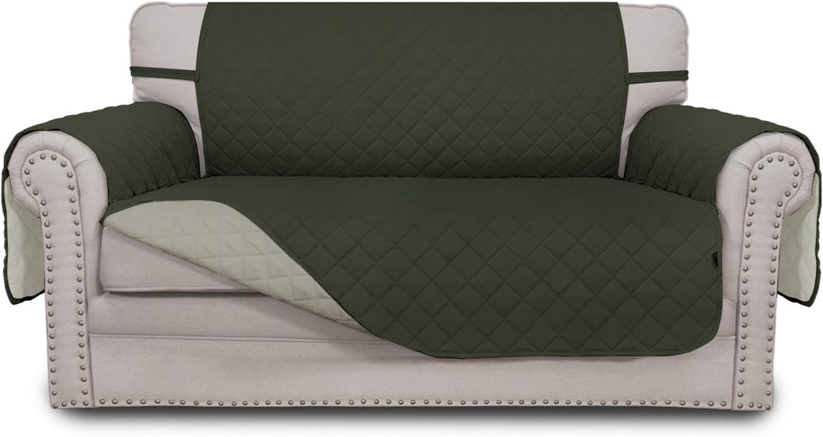 Light Gray Reversible Sofa Slipcover with Elastic Straps K5917