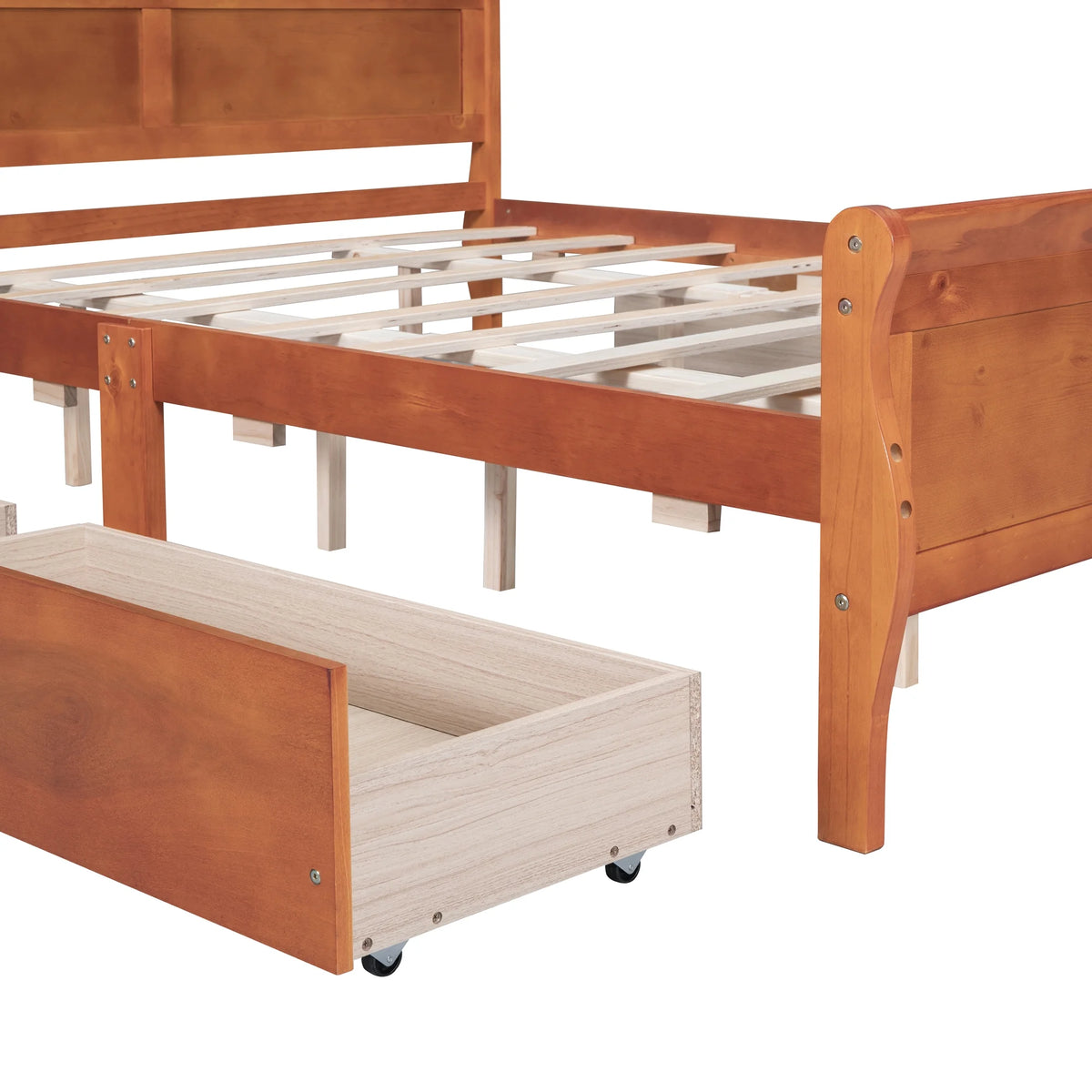 Queen Size Wood Platform Bed Frame with 4 Storage Drawers W961057