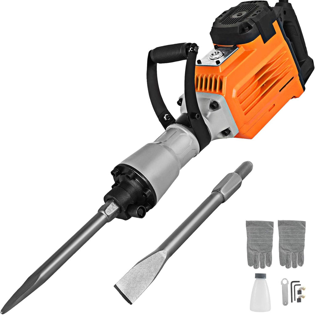 2200W Electric Demolition Hammer Concrete Breaker with Flat Chisel Bull Point Chisel N168