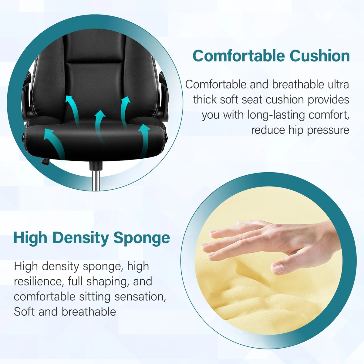 Black Ergonomic Leather Office Chair with Lumbar Support F637