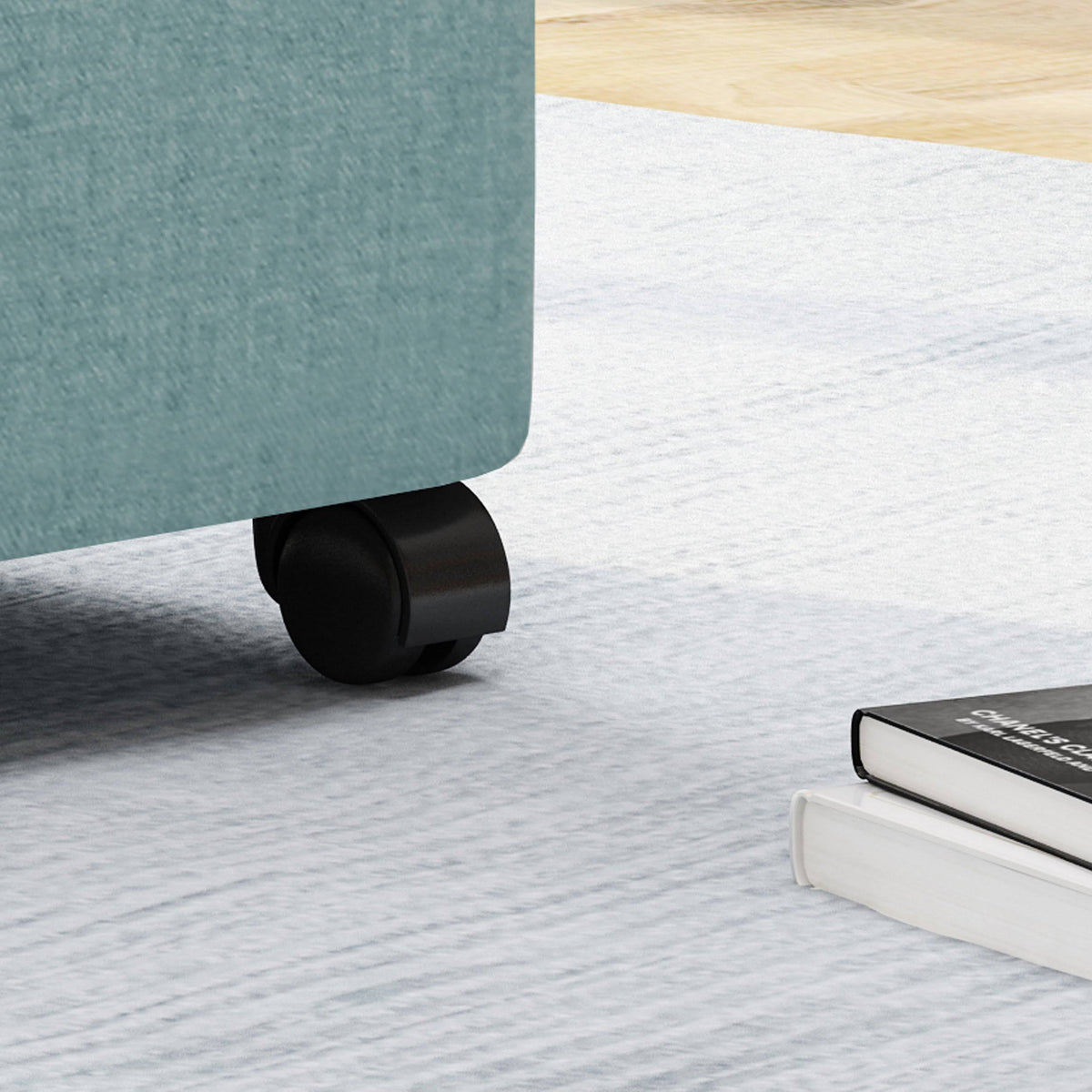 Blue Fabric File Storage Ottoman E634908