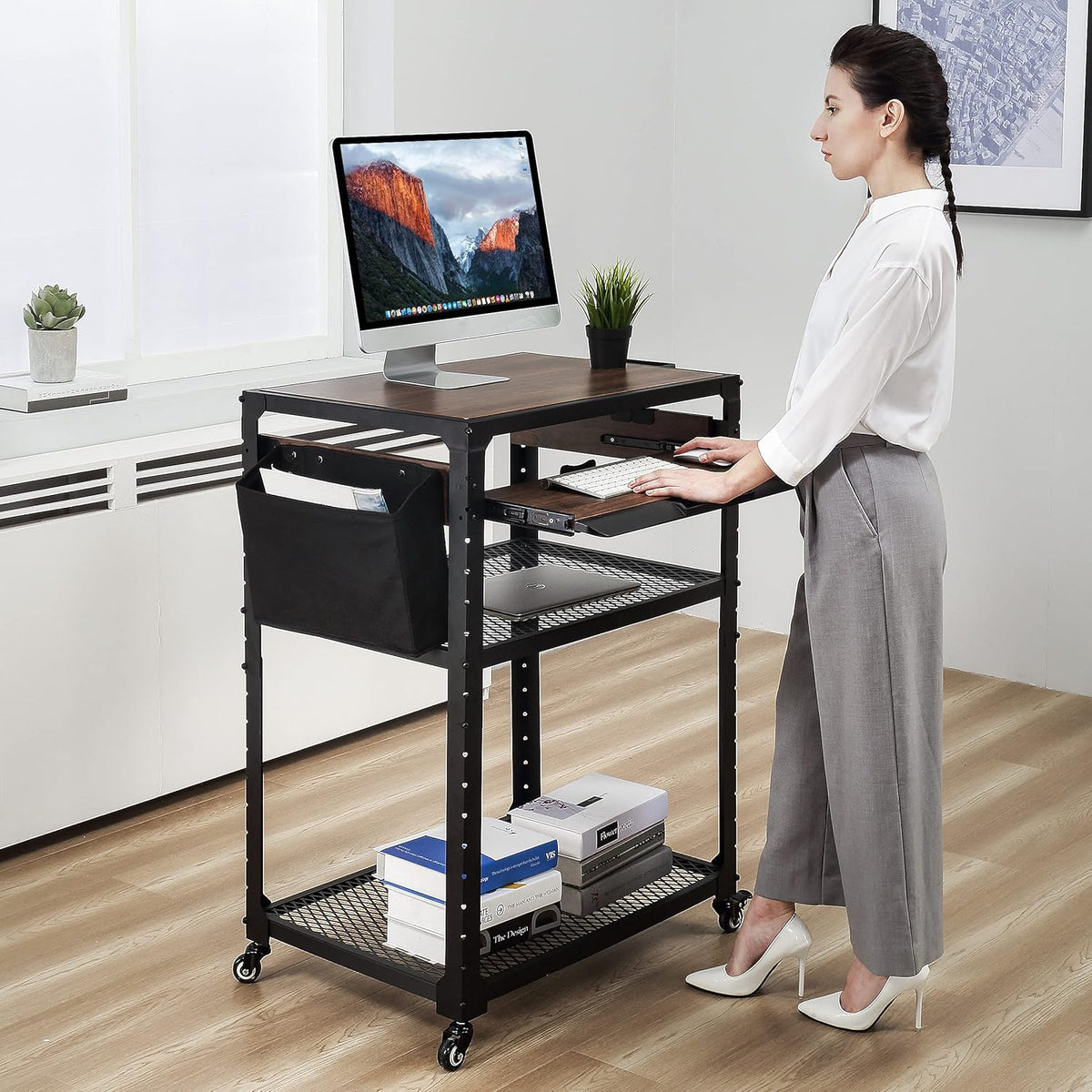 Metal Rolling Storage Cart with Adjustable Shelves E1345