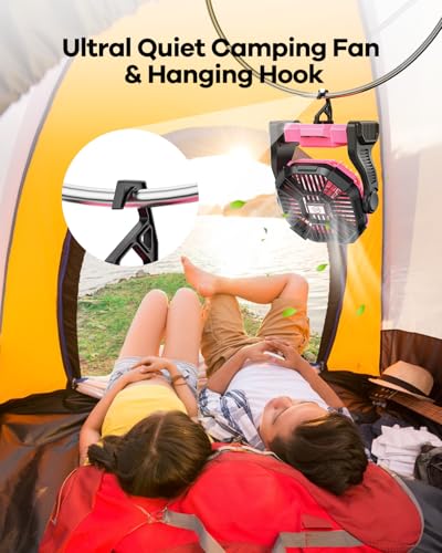30000mAh Rechargeable Portable Camping Fan with LED Lantern I8835