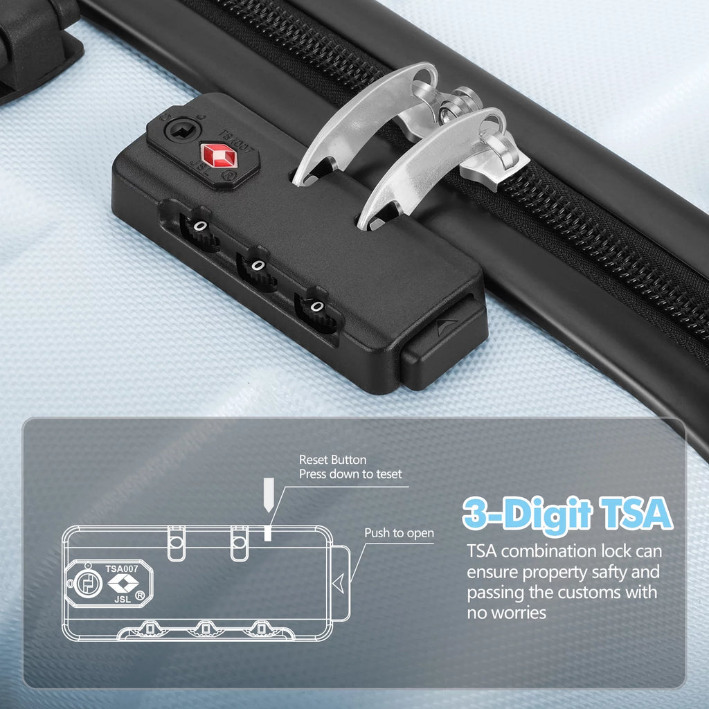 3PCS Lightweight Hardside Luggage Set with TSA Lock X61683