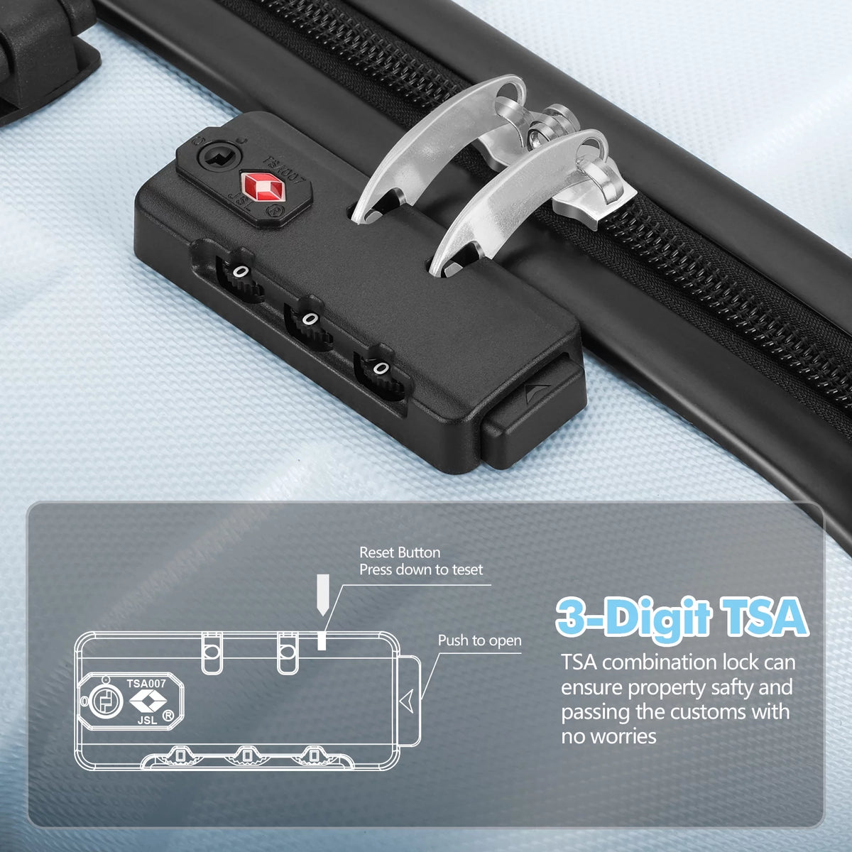 3PCS Lightweight Hardside Luggage Set with TSA Lock X61683