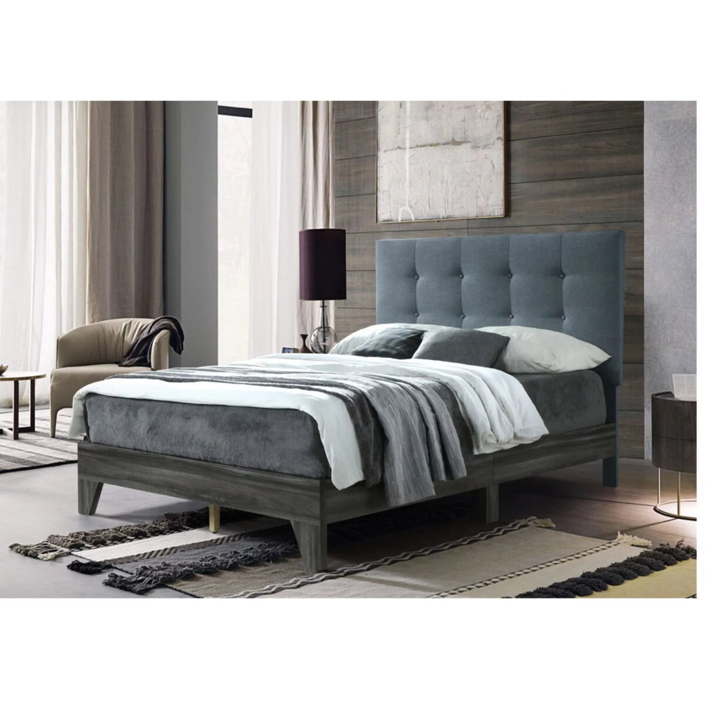 Gray Upholstered Platform Bed Twin Size I626