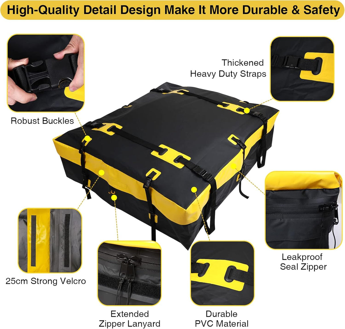 15 Cubic Feet Waterproof Rooftop Cargo Carrier with Anti-Slip Mat B9547