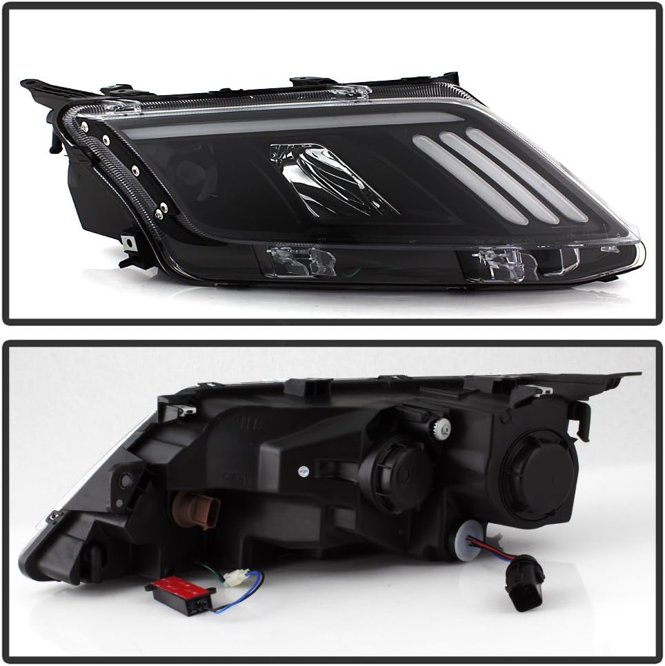 Black LED Projector Headlights Headlamps Left Right J7403