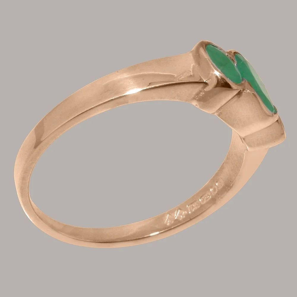 10k Rose Gold Natural Emerald Womens Ring B965