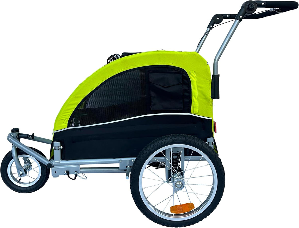 Medium Dog Stroller and Pet Bike Trailer with Suspension Florescent Green E91896