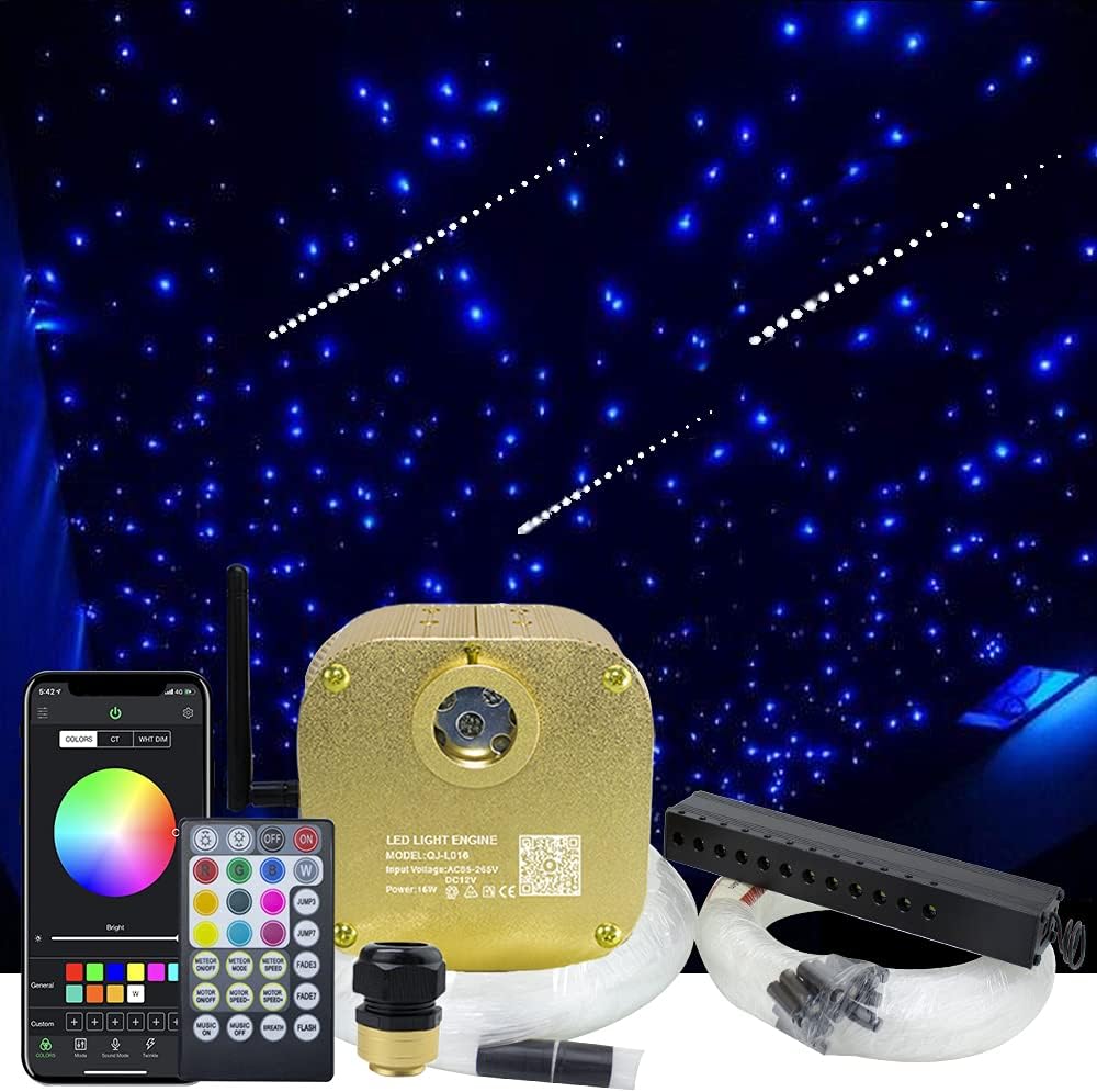 20W Dual-Head RGBW Twinkle Fiber Optic Star Ceiling Light Kit 1100pcs T412835