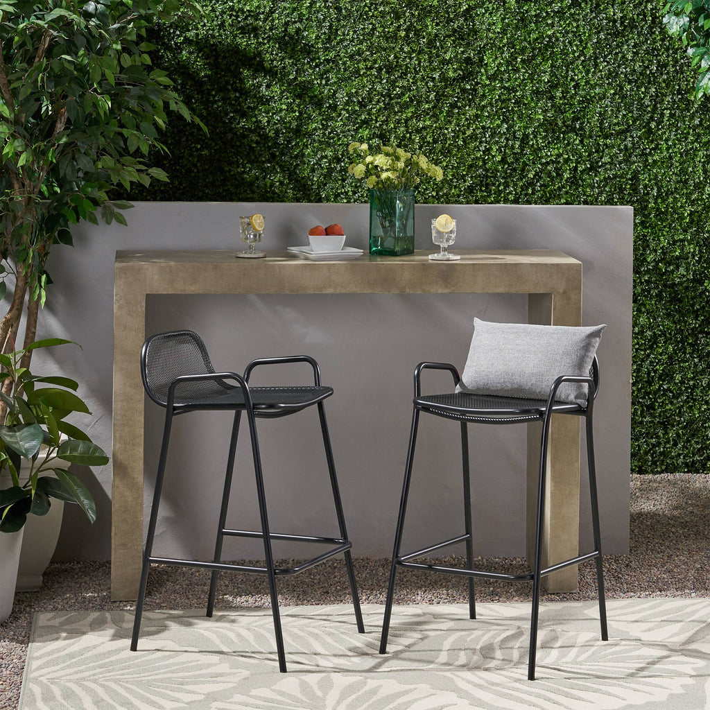 Matte Black Iron Barstool Set of 2 E996