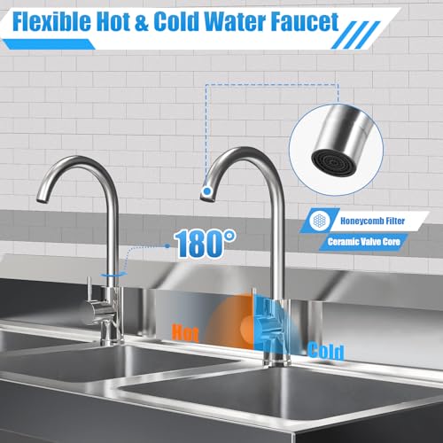 Stainless Steel 3 Compartment Free Standing Utility Sink O1387