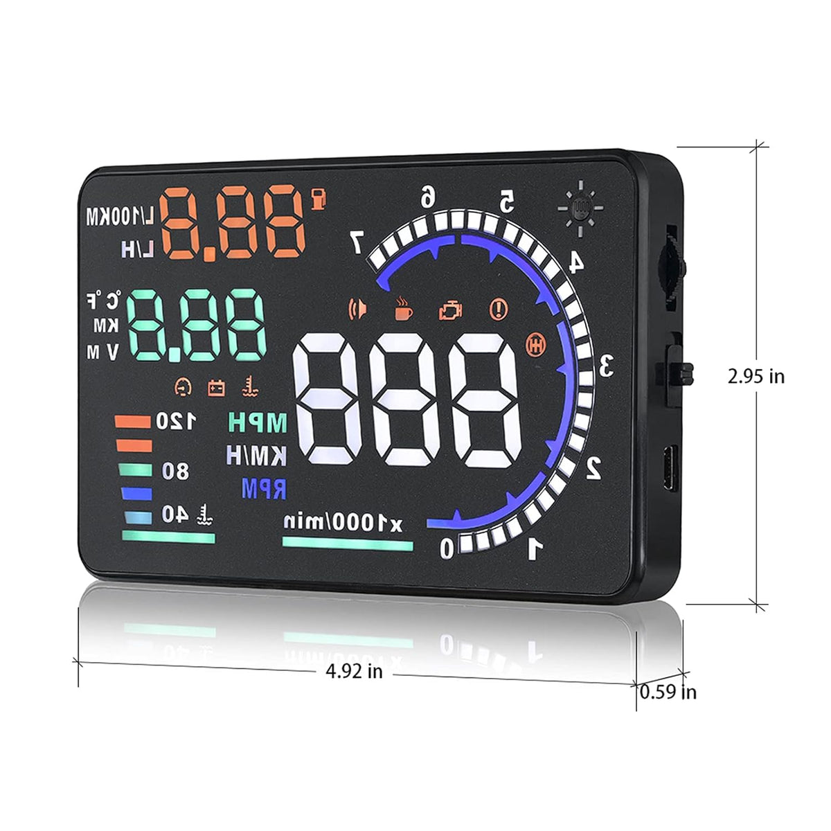 5.5 inches Multi Color Car HUD Windshield Screen Display D7076