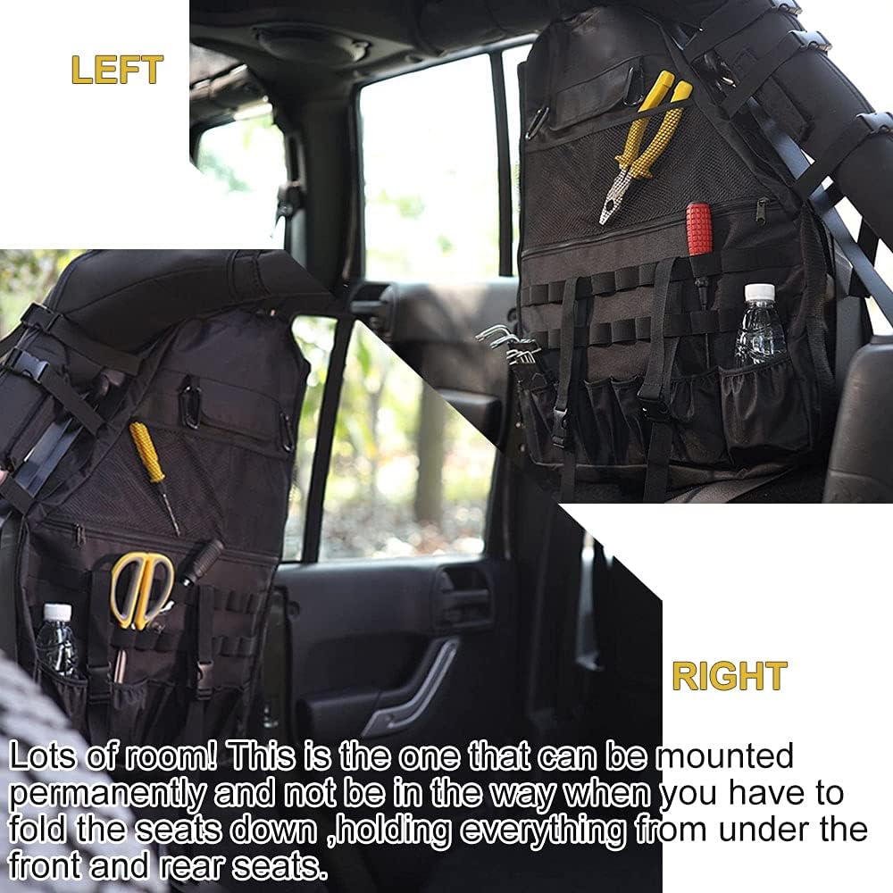 Jeep Wrangler Roll Bar Storage Bag with Multi-Pockets & Cargo Bag Tool Kits L4449