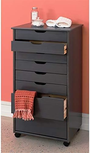Gray Eight Drawer Wood Rolling Storage Cart Y45749