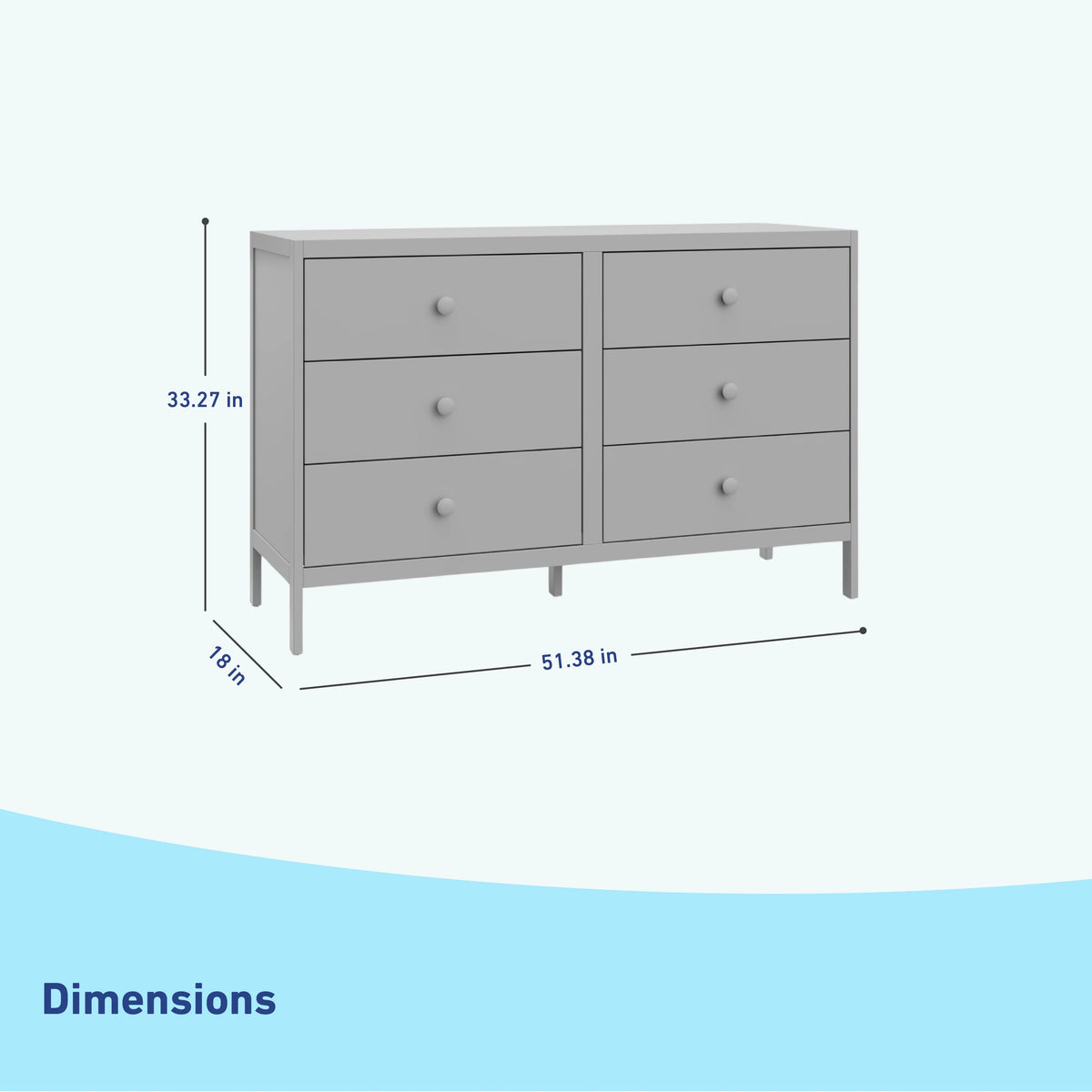 White 6 Drawer Double Dresser W493