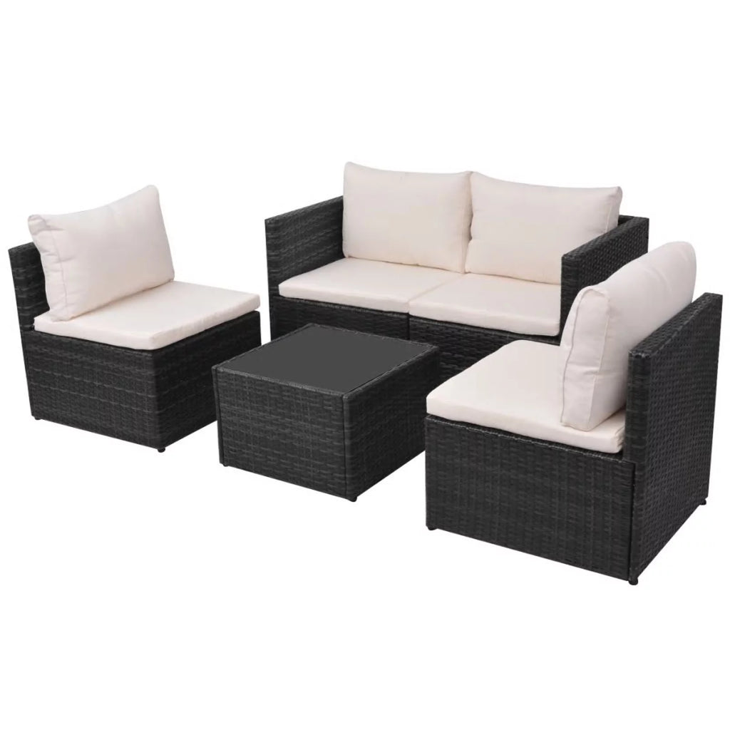 Black Poly Rattan 5 Piece Patio Set Z67986