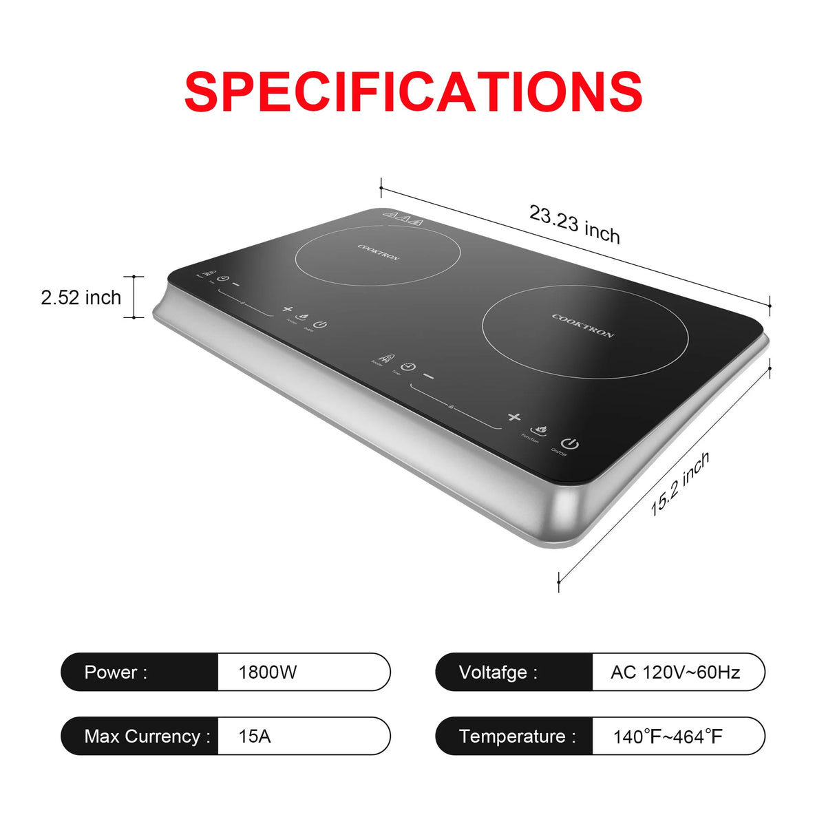 1800W Double Burner Electric Induction Cooktop B81238