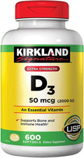 Extra Strength D3 50 mcg 600 Softgels (2 Pack) W4559