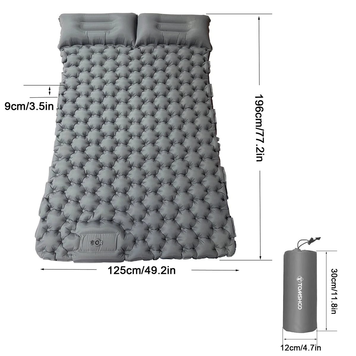 2 Person Waterproof Camping Mat with Air Pillow D5053