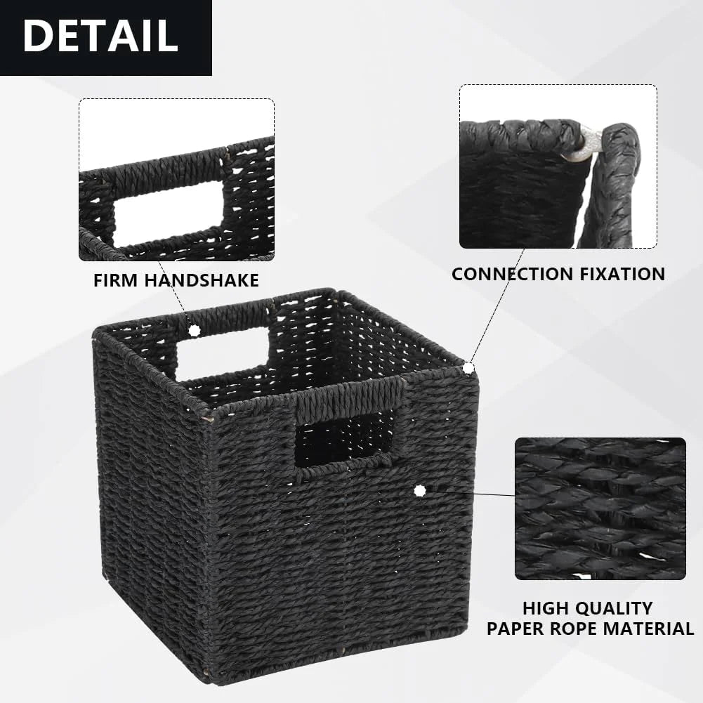 6 Pack 8.7 Inch Black Wicker Storage Baskets K25612