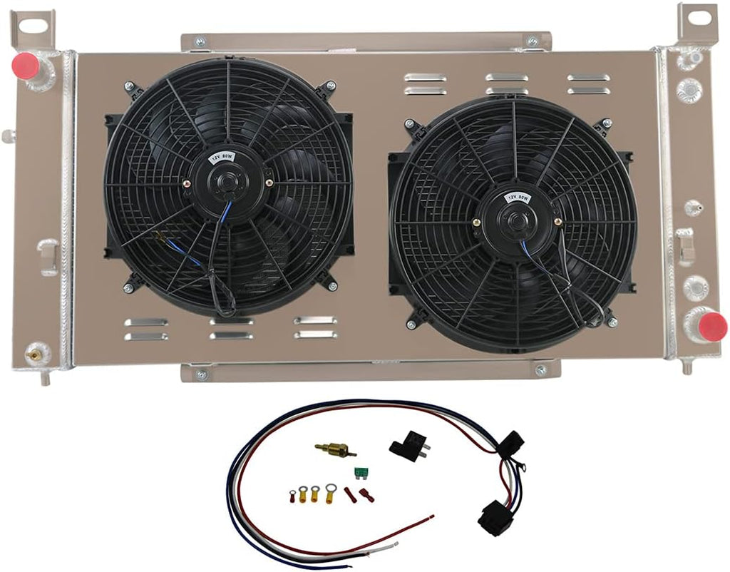 Full Aluminum Radiator & Fan Shroud & Thermostat Relay Kit N136